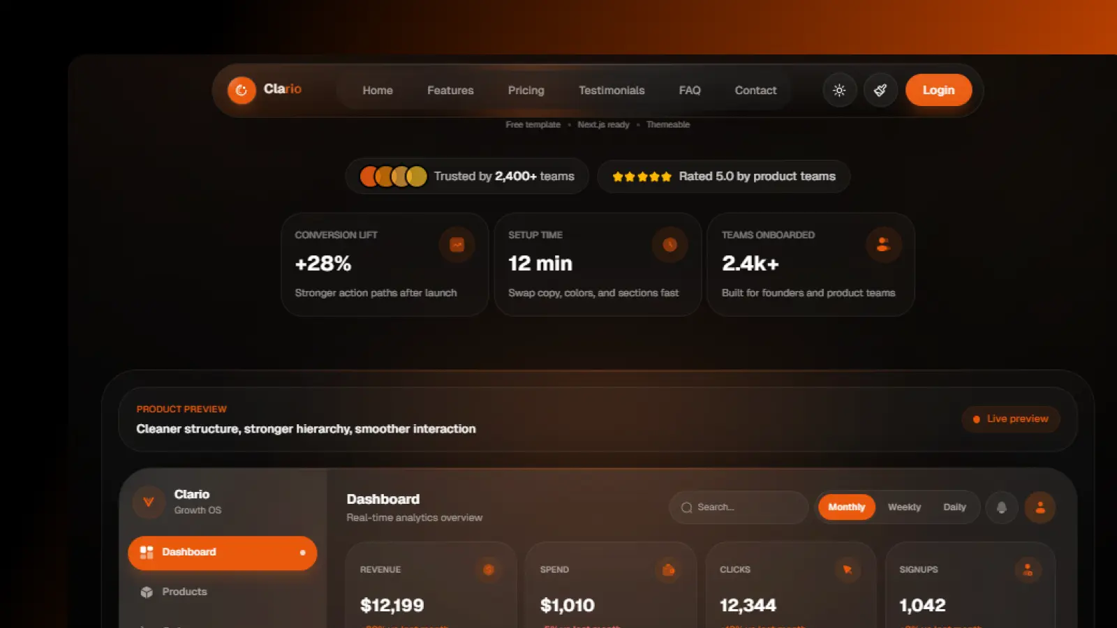 Clario Landing Page preview 3 preview