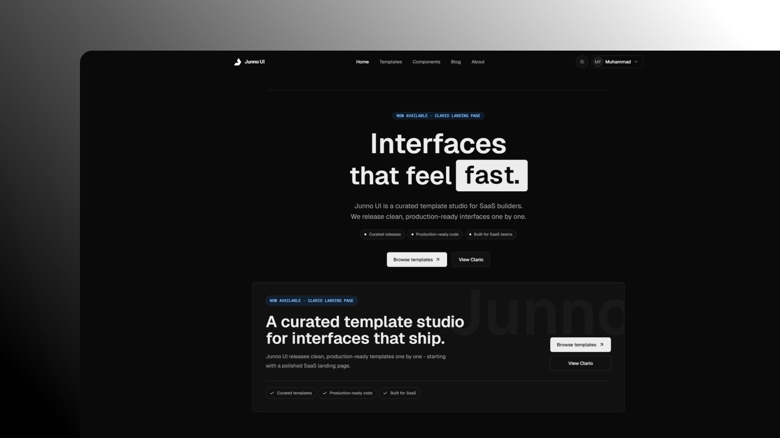 Junno UI — Premium Templates & Components Built on shadcn/ui thumbnail